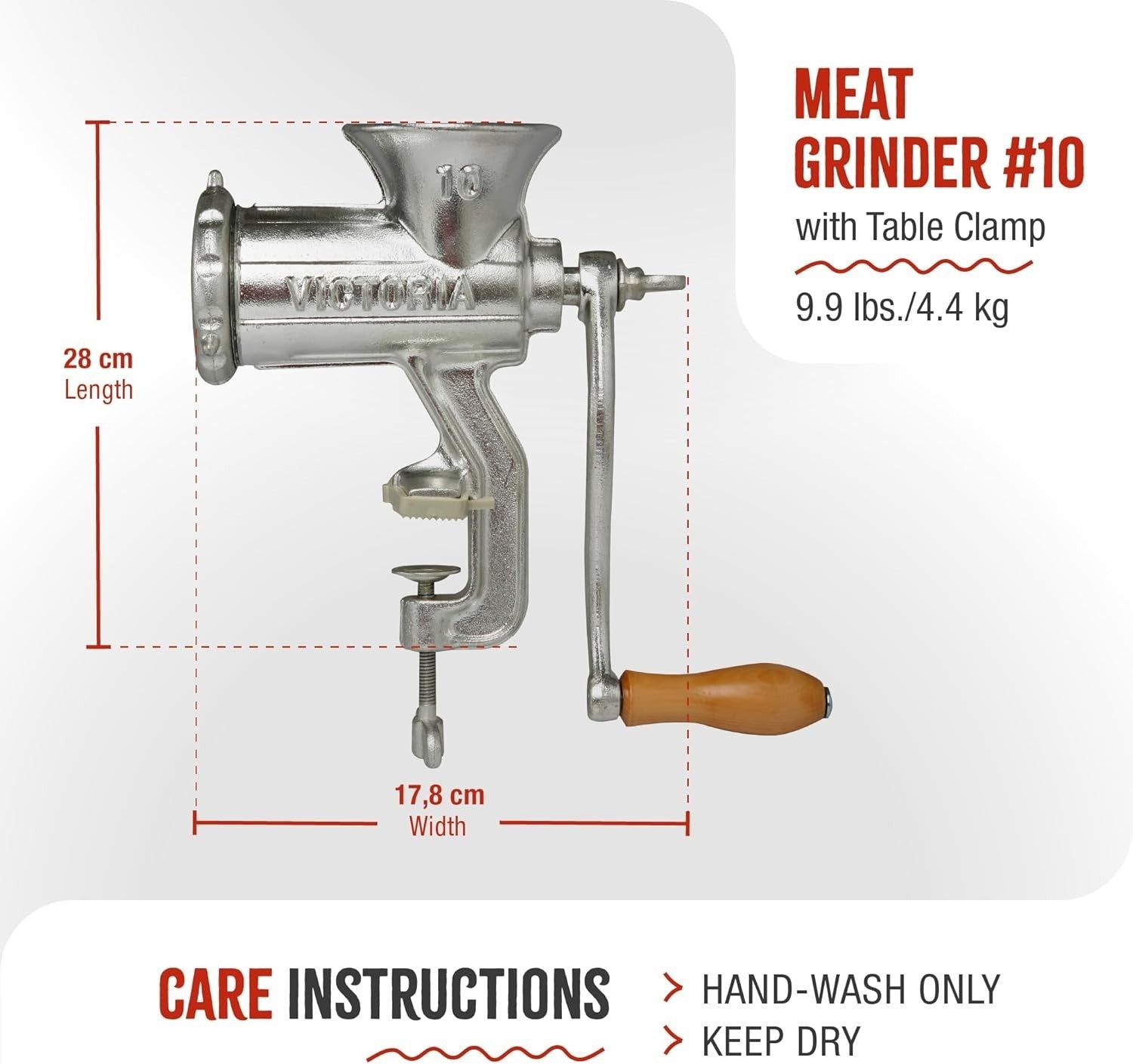 No 10 Cast Iron Meat Grinder Sausage Stuffer Manual Mincer Clamp