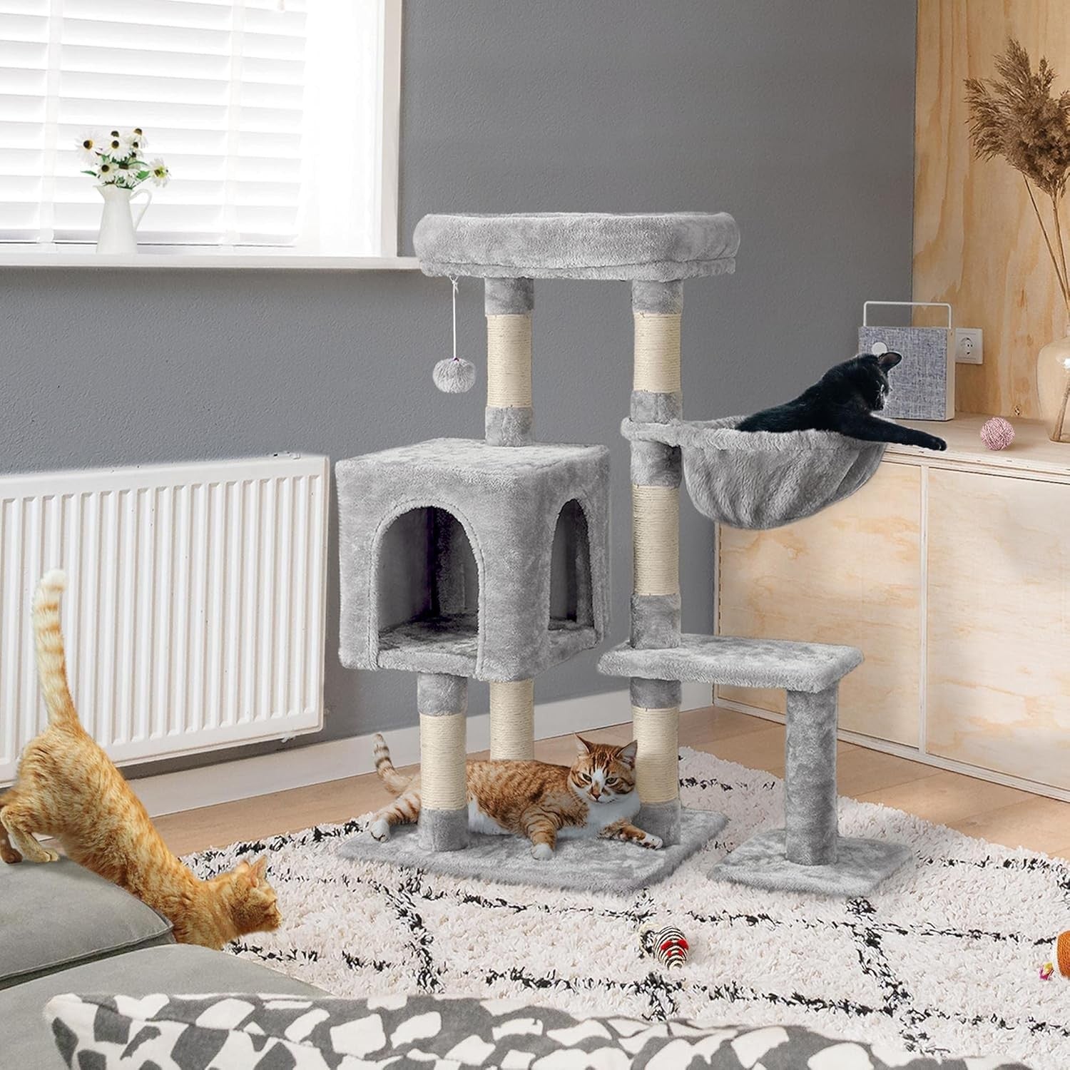 Cat Tree Tower 96cm With Large Perch Condo Scratching Posts Indoor