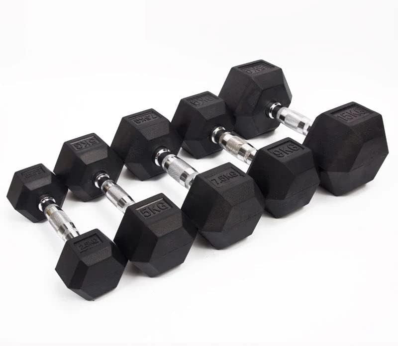Hex Dumbbells Set 2.5–15kg with A Frame Rack Rubber Coated Gym Weights