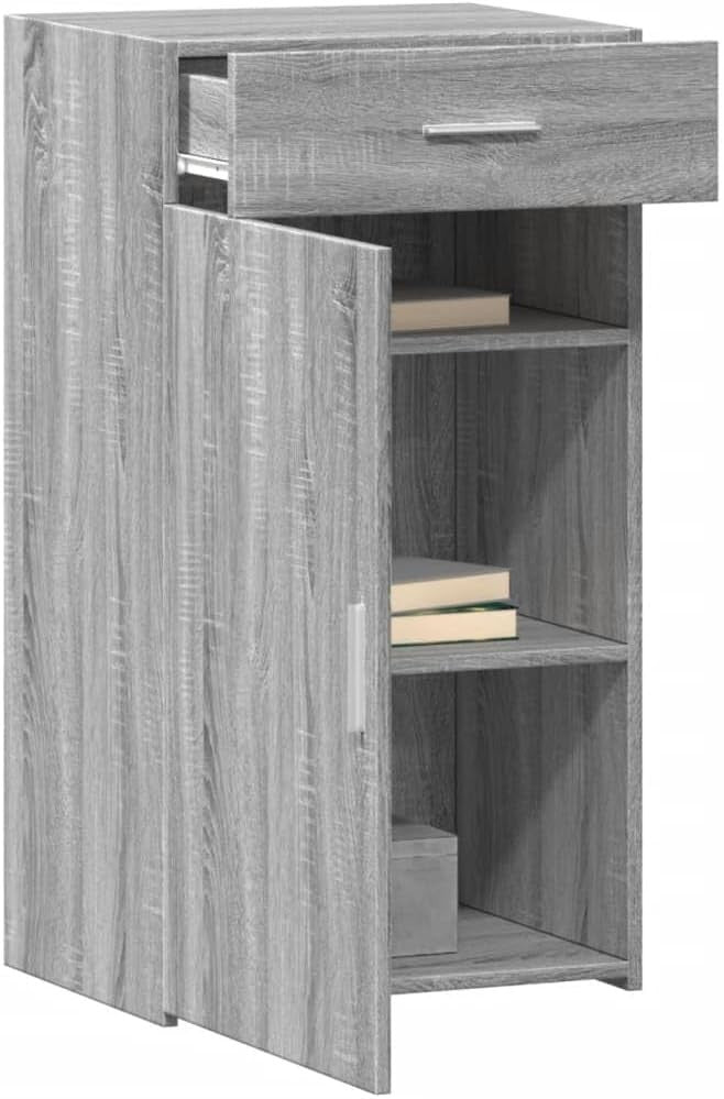 Modern Grey Sonoma Sideboard Cabinet with Drawer – Compact Storage