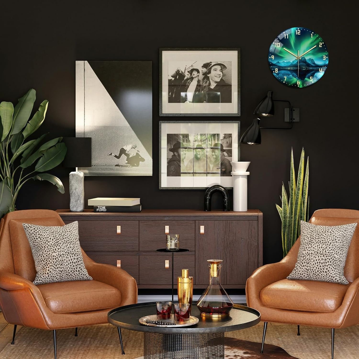30cm Aurora Landscape Wall Clock – Silent Non-Ticking Glass Art Design
