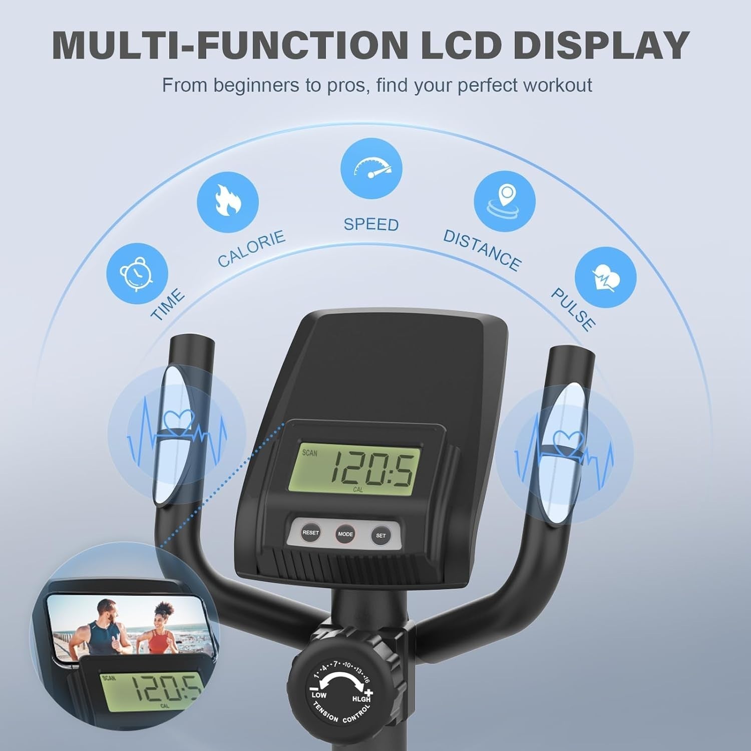 Ultra-Quiet Elliptical Cross Trainer 16-Level Magnetic Resistance Home Gym