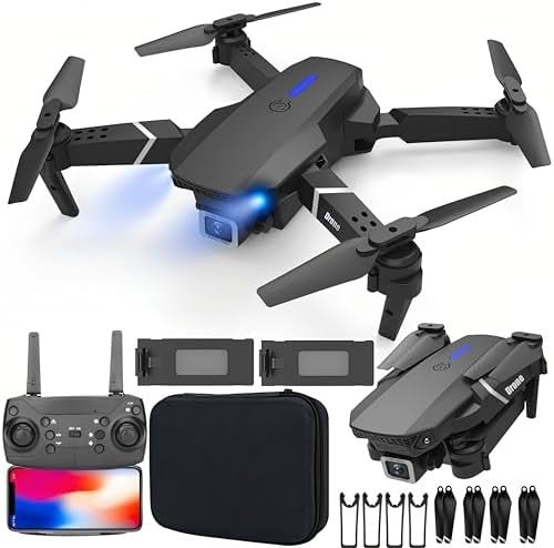 4K Dual Camera Foldable Drone w/ 360° Flip WiFi FPV 2 Batteries Carry Bag