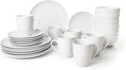 24 Piece Porcelain Dinnerware Set White Plates Bowls Mugs Dishwasher Safe