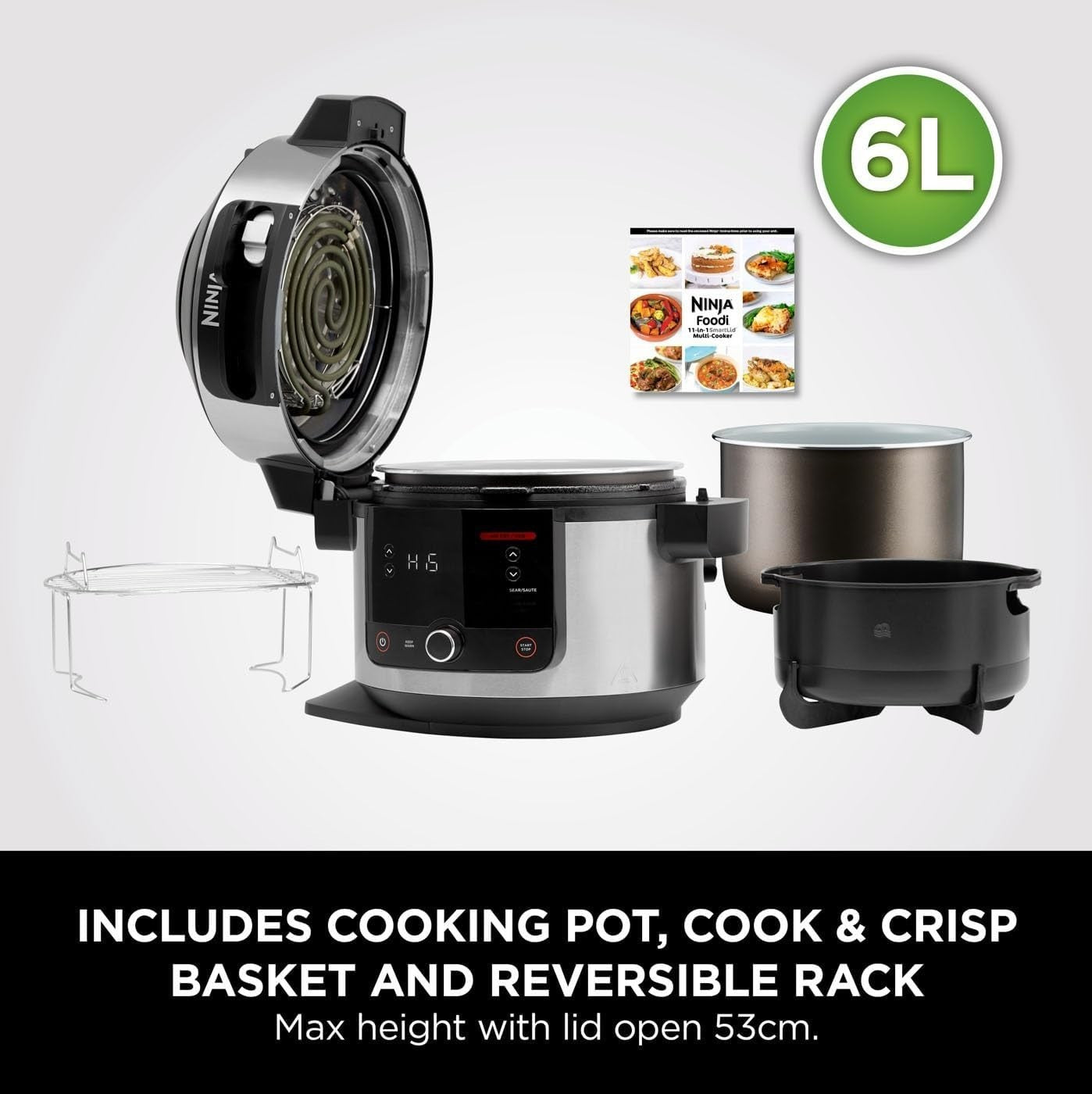 11-in-1 Pressure Cooker Air Fryer 6L Multi Cooker Grill Steam Bake XL