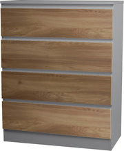 Modern 4 Drawer Chest Grey Oak Storage Unit Cabinet for Bedroom Living