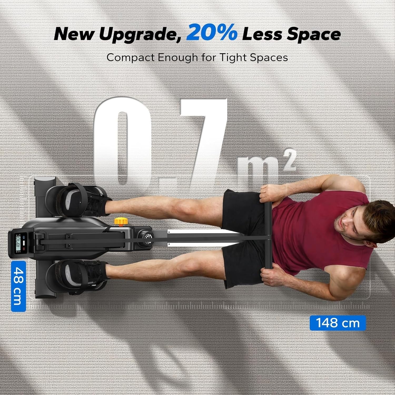 Compact Magnetic Rowing Machine 16-Level Quiet Dual Rail App Smart Home Rower