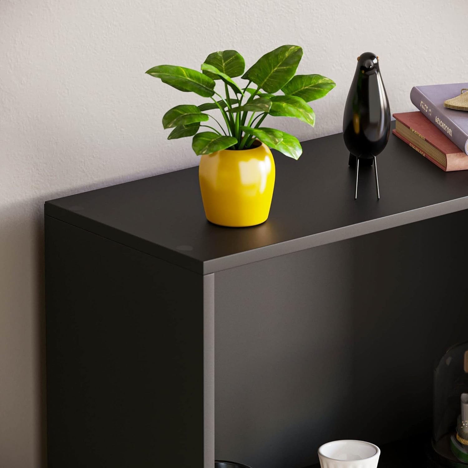 3 Tier Black Wooden Bookcase Modern Storage Display Shelf for Living Room Medium