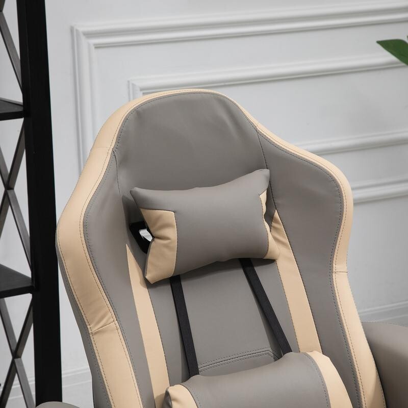Gaming Recliner Chair Swivel Armchair w/ Footrest Cup Holders Pockets Grey (SV)