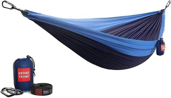 Double Camping Hammock Blue Nylon 400lb Capacity | Lightweight, Travel-Ready