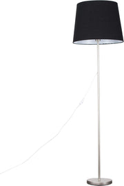 Modern Chrome Floor Lamp Tall Standing Light Black Shade E27 Bulb