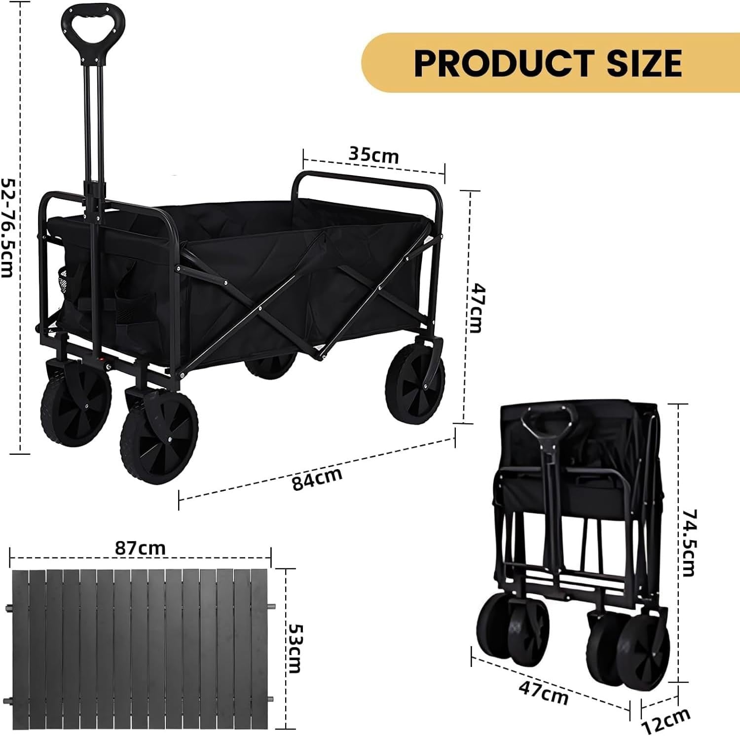 150kg Festival Folding Trolley Cart w/ Table Top All-Terrain Beach Camping Wagon