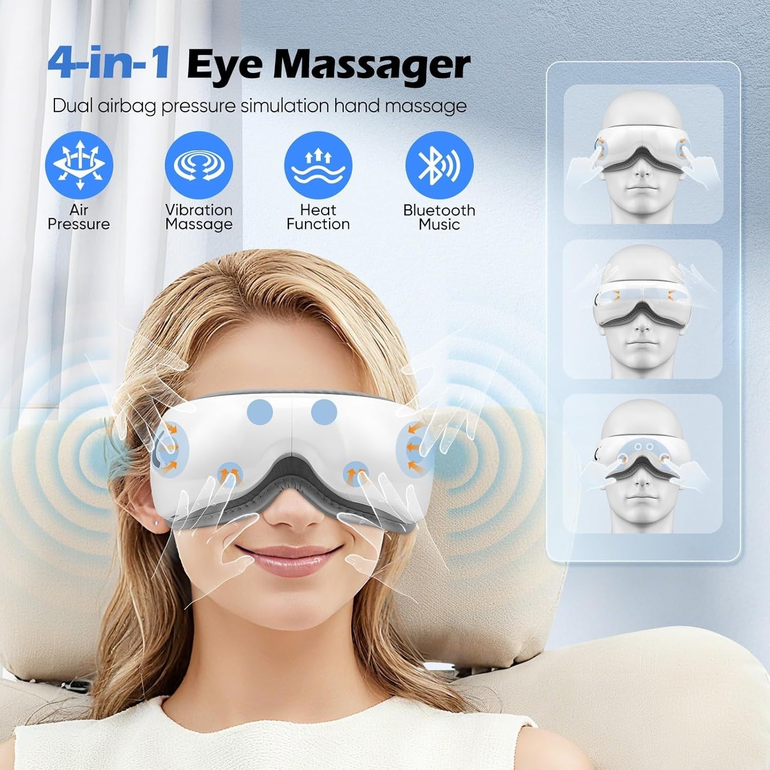4 in 1 Heated Eye Massager Air Pressure Vibration Sleep Mask