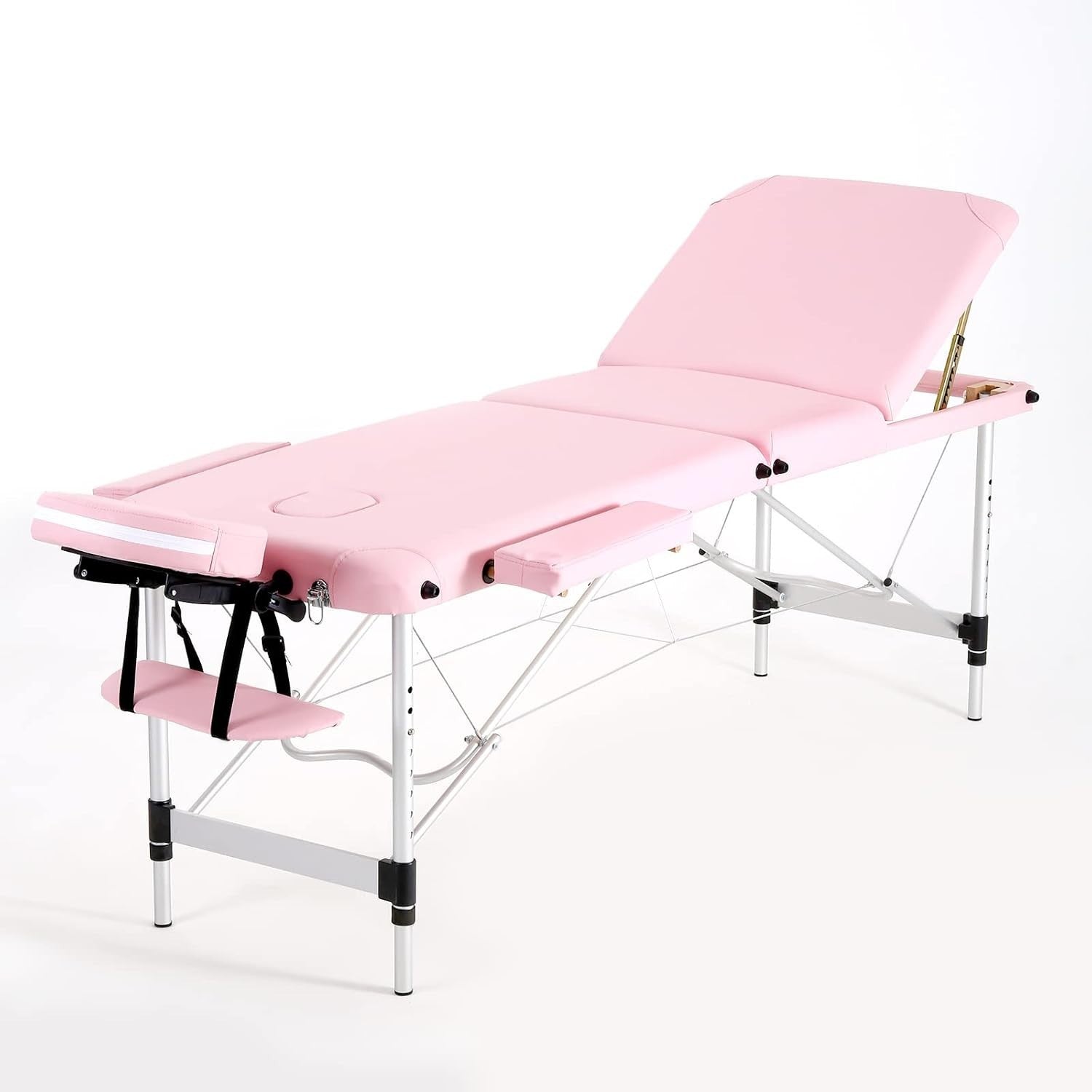 Portable Massage Table Foldable 3-Section Aluminium Therapy Beauty Bed Pink