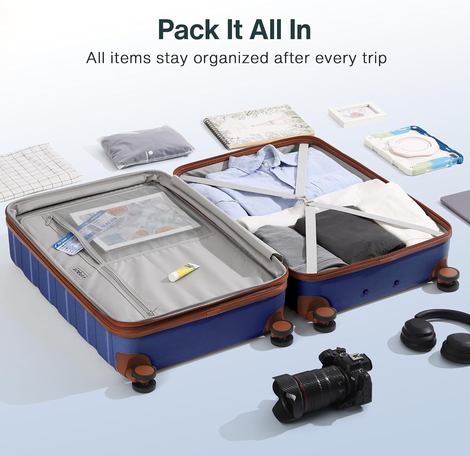 28 Inch Expandable PC Suitcase Large Lightweight Spinner Wheels TSA Lock