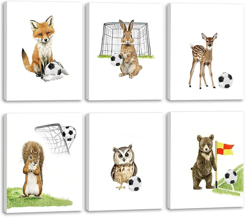Jungle Animal Nursery Wall Art Set of 6 Framed Kids Bedroom Prints 8x10