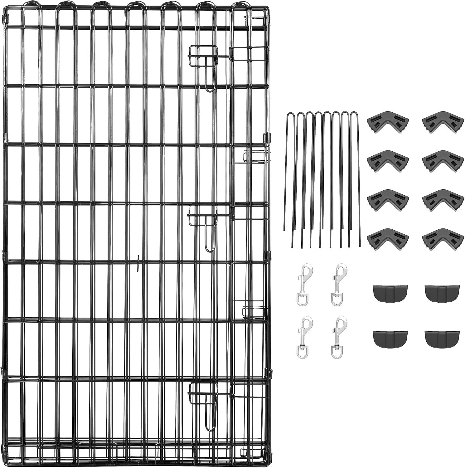 Extra Tall Dog Playpen with Door 107cm High Heavy Duty Metal Fence Indoor Outdoo