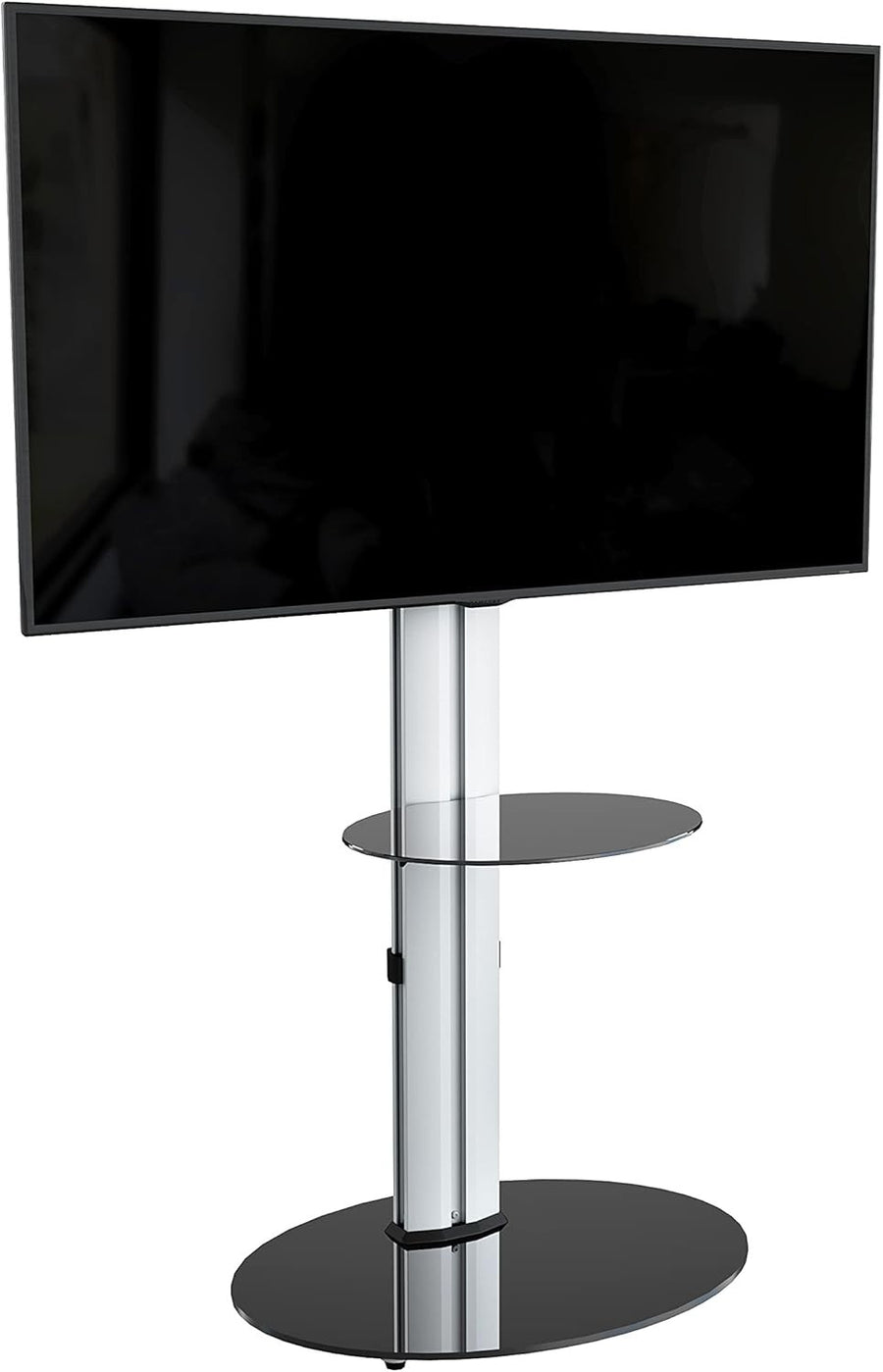 Swivel TV Stand With Shelf for 32-55" Screens Glass Base VESA Mount