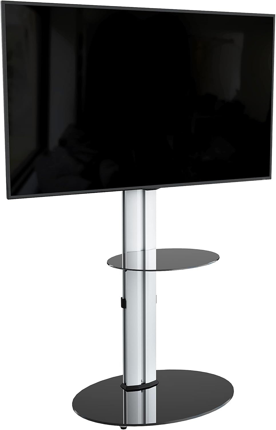 Swivel TV Stand With Shelf for 32-55" Screens Glass Base VESA Mount