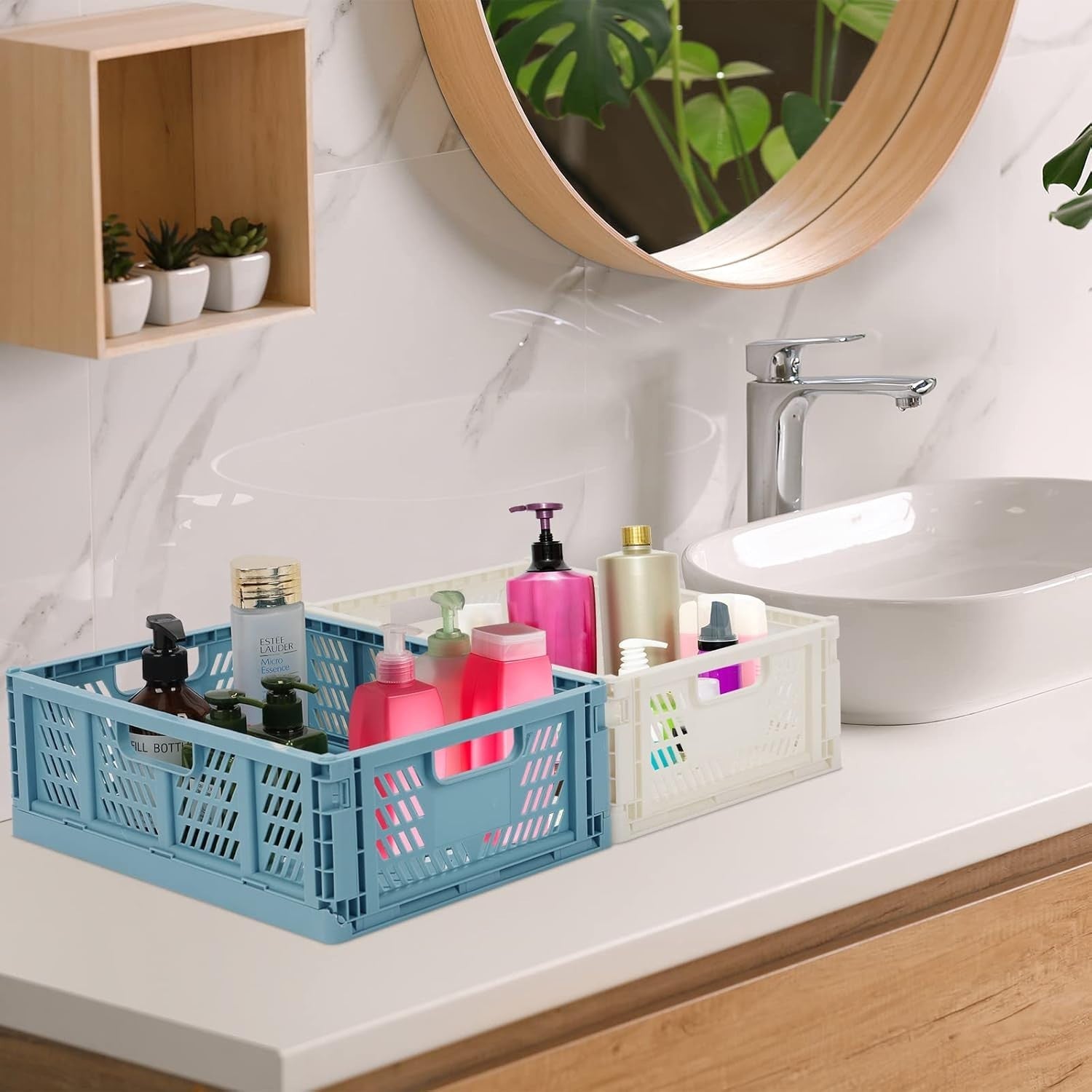 4x 13L Colorful Collapsible Storage Baskets 33.8x25.9x13cm
