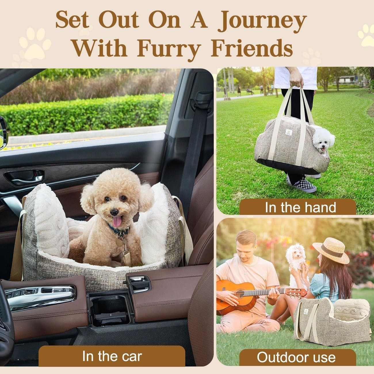 Dog Booster Car Seat Pet Travel Bed Safety Leash Washable Up to 25lb