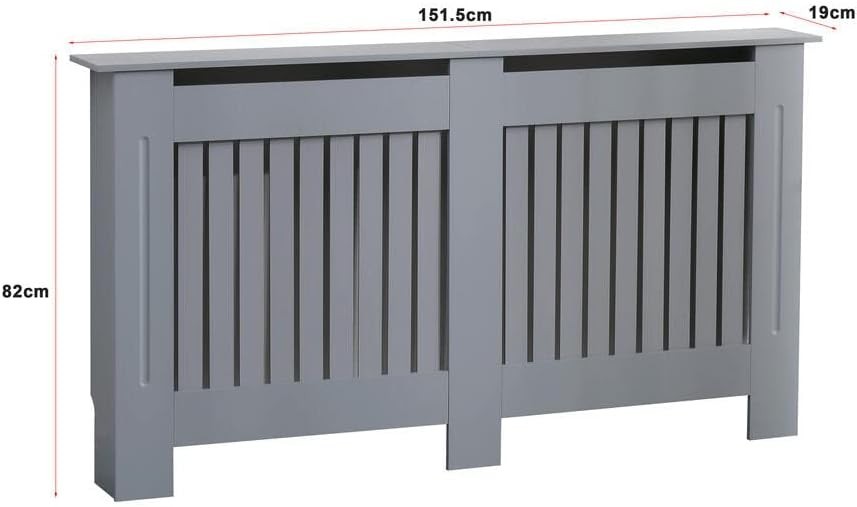 Large Grey Radiator Cover | Modern MDF Cabinet with Vertical Slats