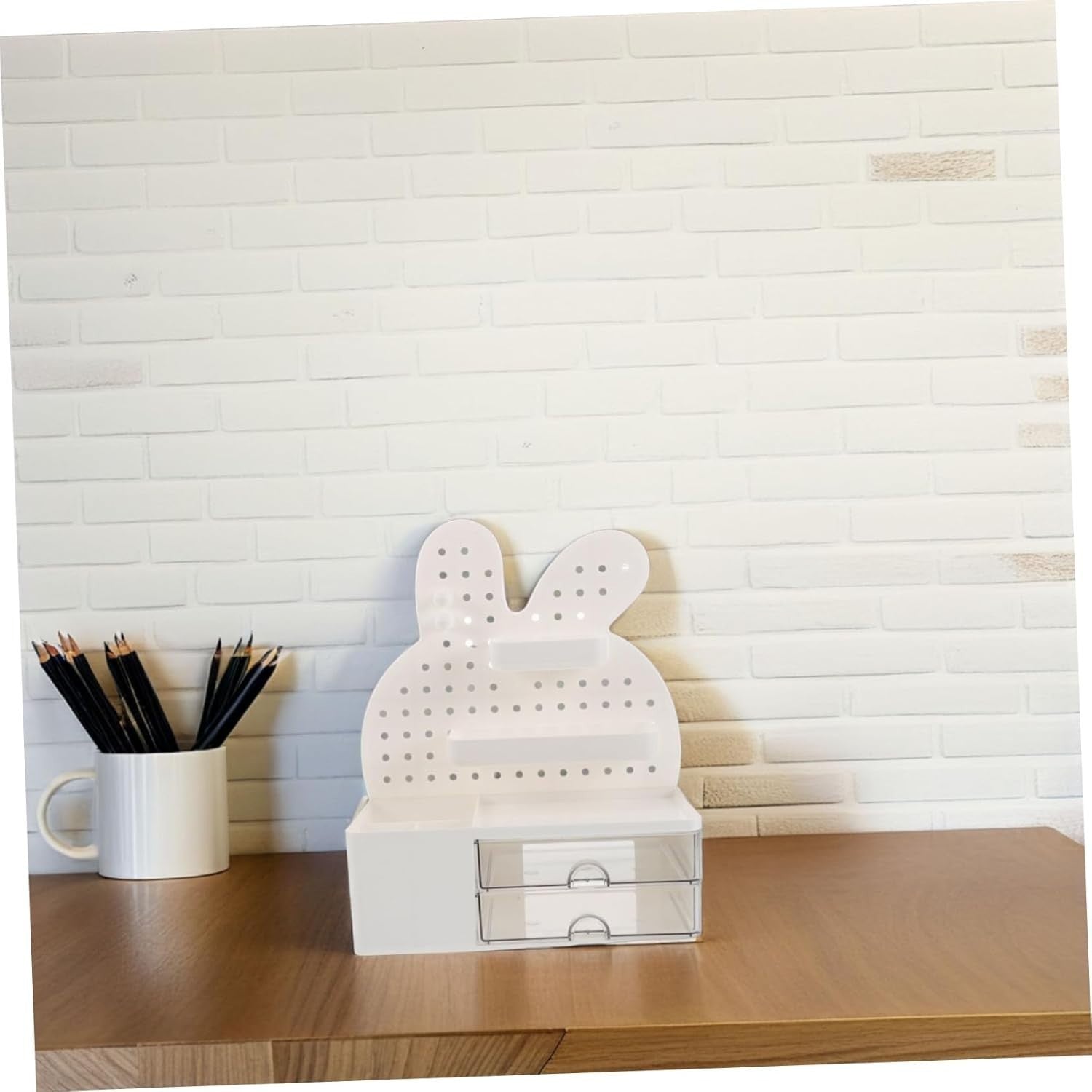 Bunny Desk Organizer Pegboard Storage Box Drawer Plastic Cute