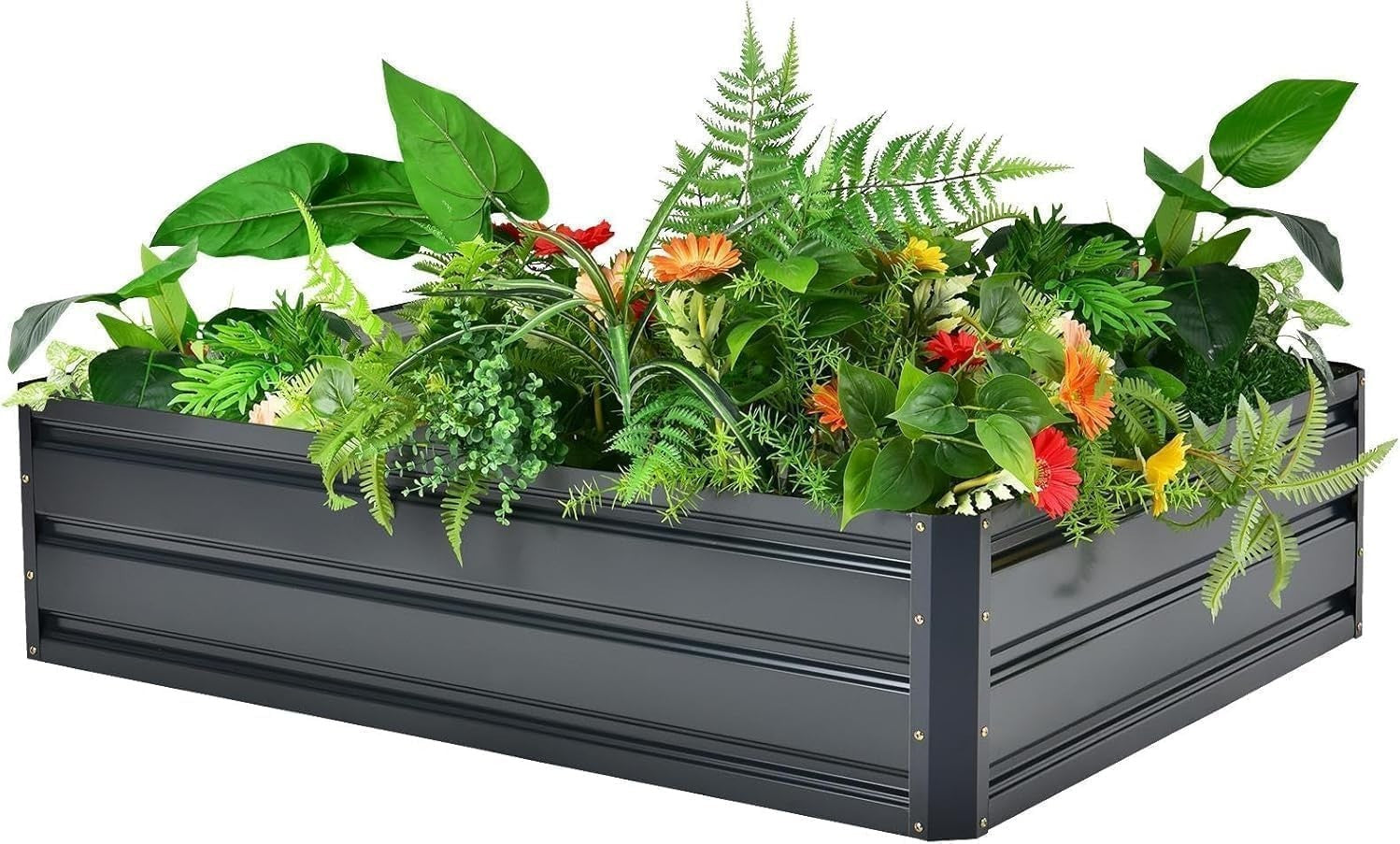 Raised Garden Bed with Greenhouse & PVC Cover 125x95x92cm Metal Planter Box
