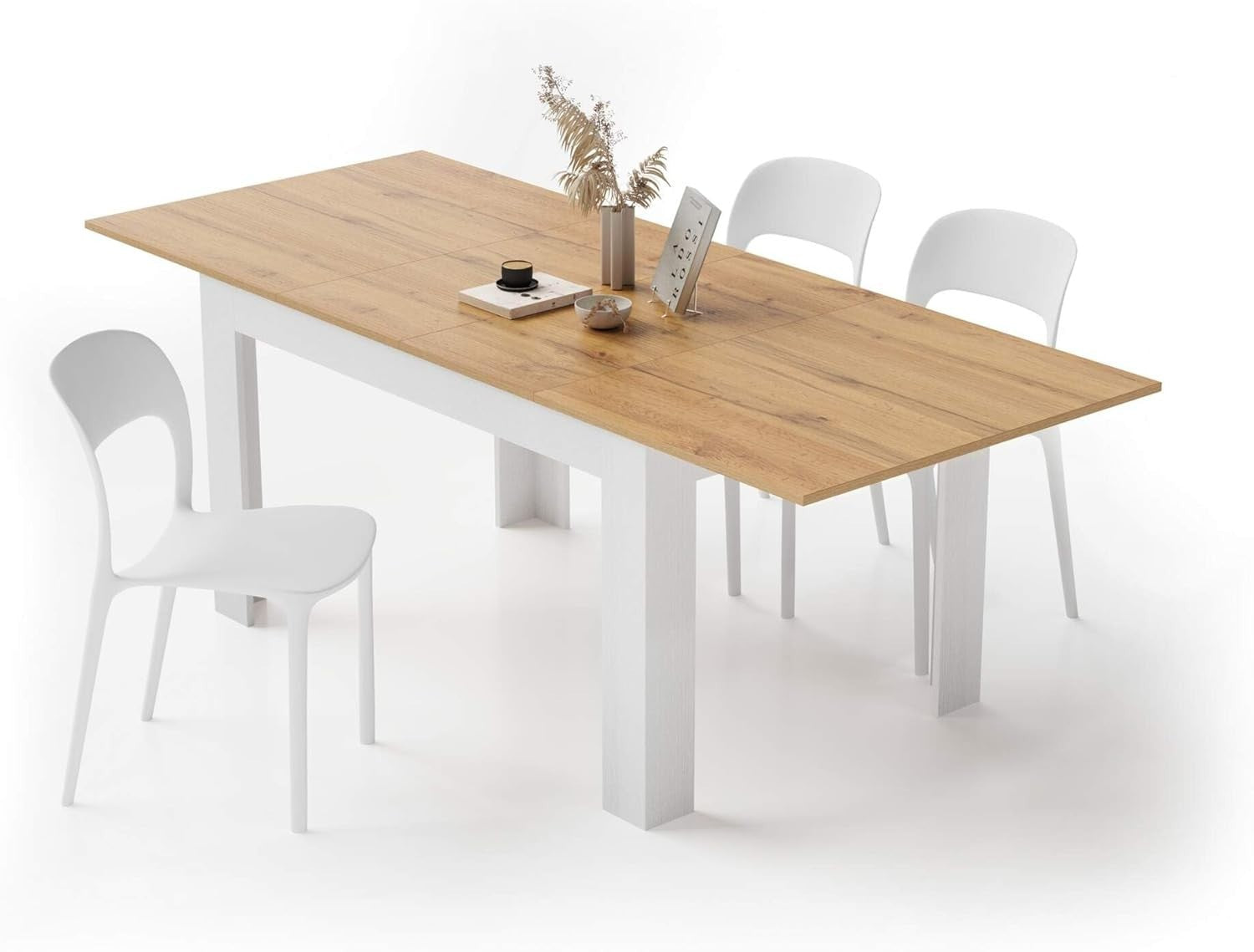 Extendable Rustic Oak Dining Table 140-220cm Modern Space-Saving Wood