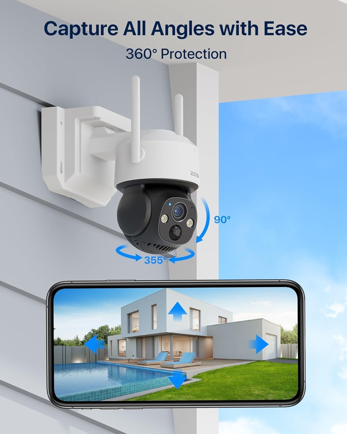 4MP Solar Security Camera Wireless PTZ Color Night Vision 32GB