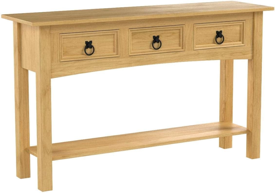 Solid Wood Console Table with Drawers & Shelf – Rustic Hallway Storage