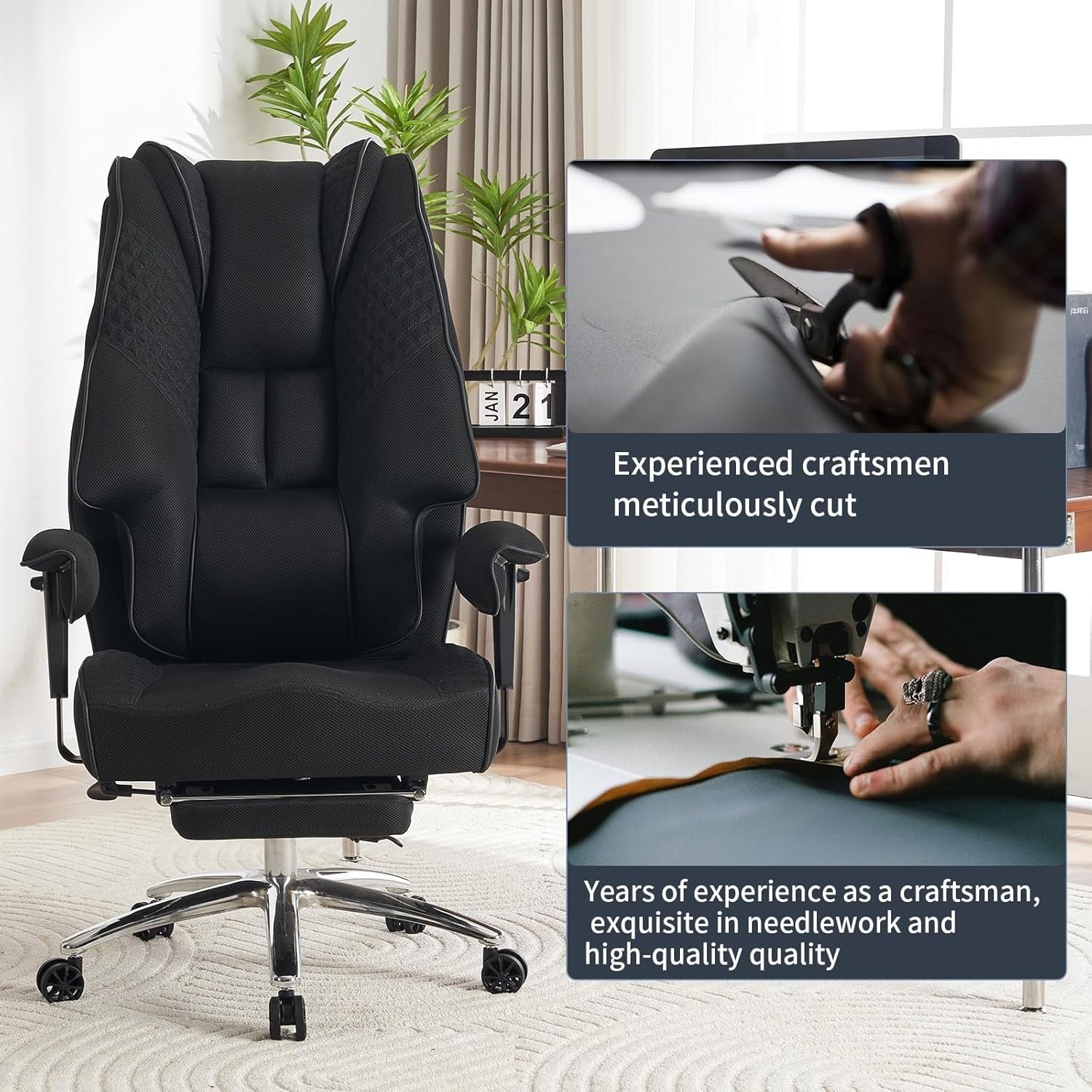 Big & Tall Mesh Office Chair 400 lbs Heavy Duty Recliner Ergonomic Desk Seat