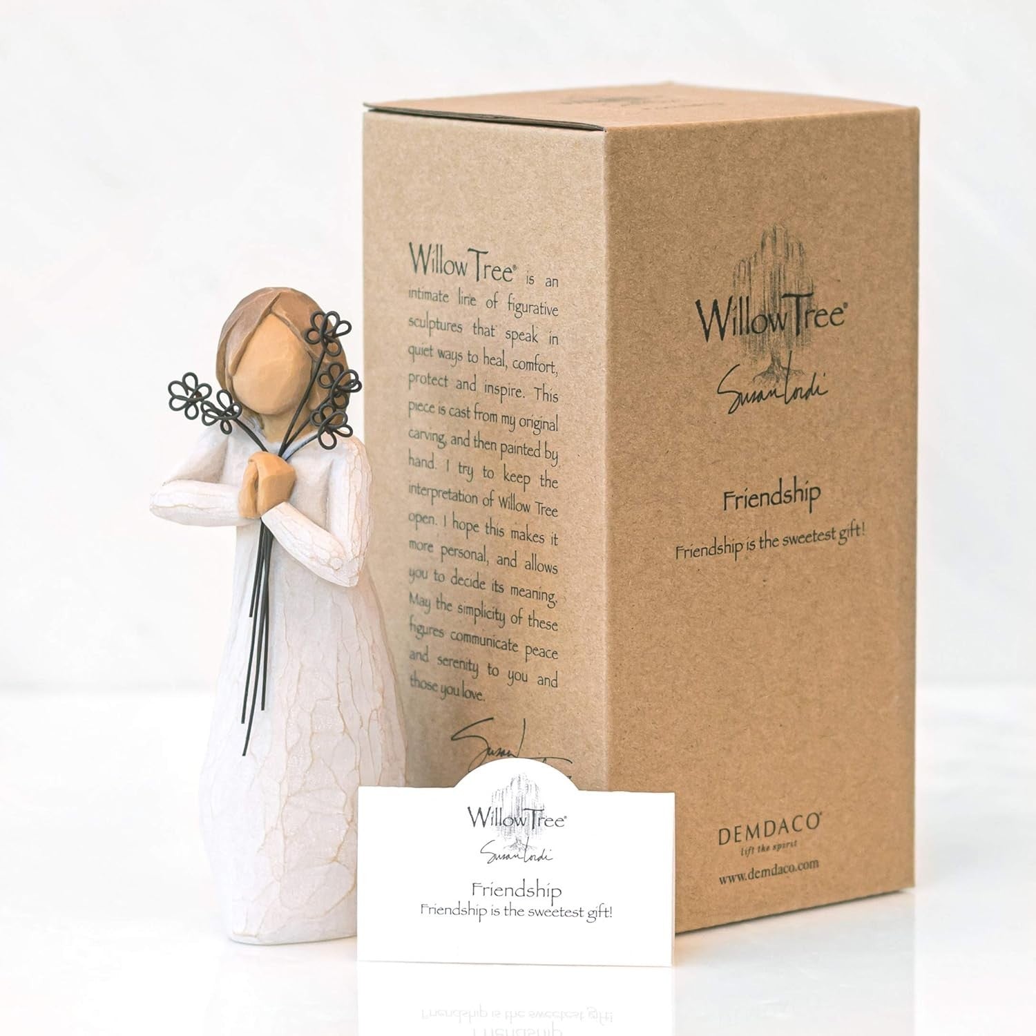 Elegant Resin Friendship Figurine 5.5in Hand-Carved Sentiment Gift Decor