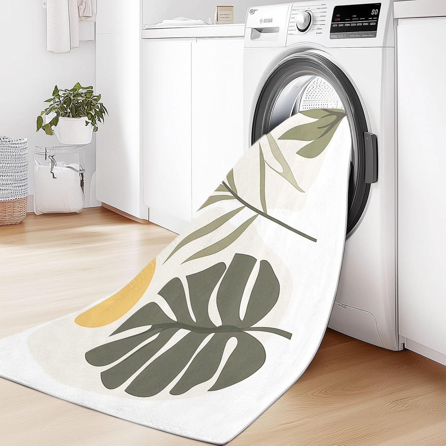 Bohemian Leaf Area Rug 120x180cm Non Slip Washable Living Room Carpet