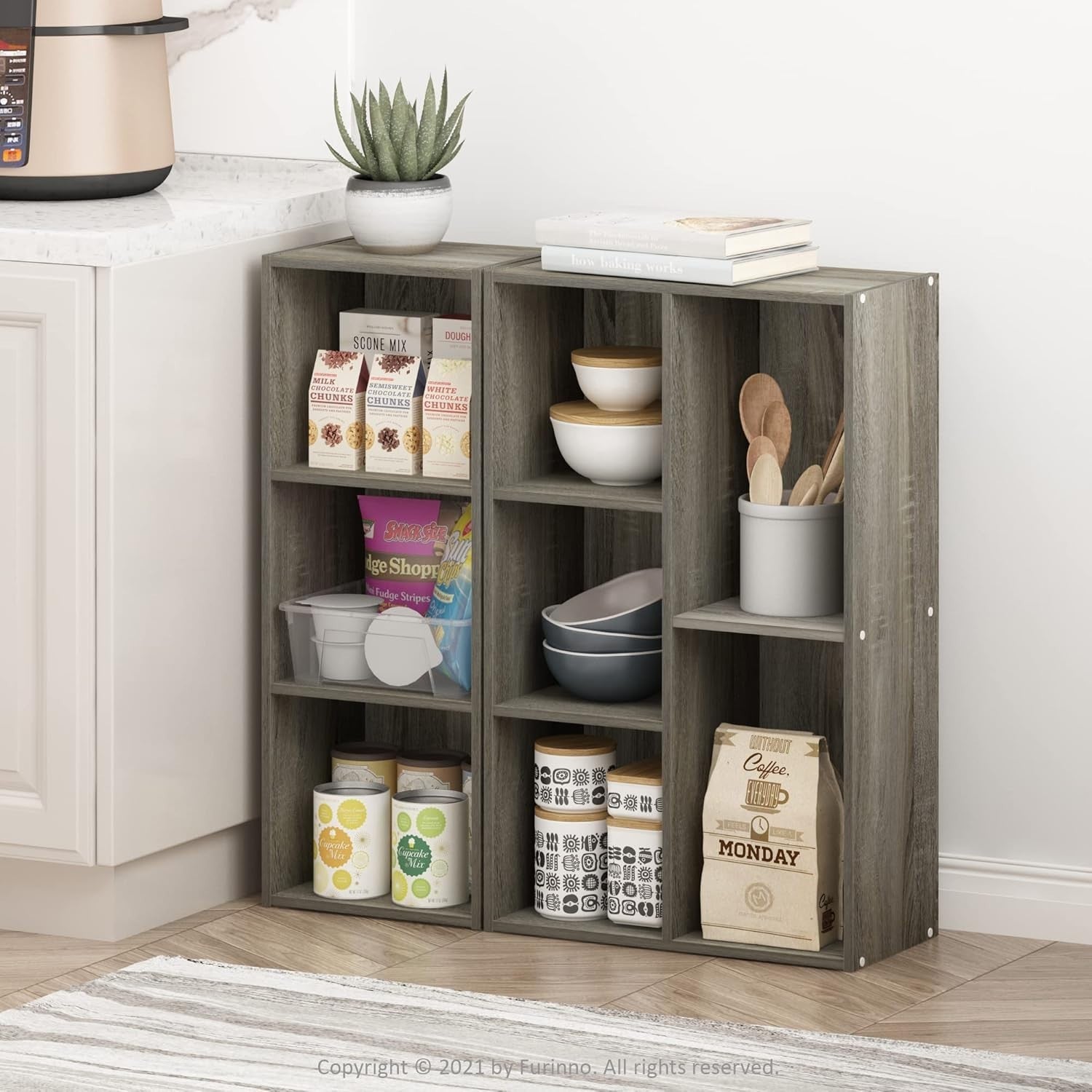 3 Cube No Tool Bookcase Small Storage Shelf Compact Organizer Bookshelf Oak