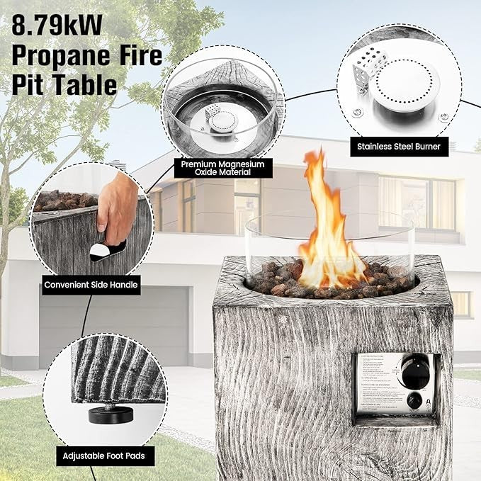 Outdoor Gas Patio Heater 30000BTU Portable Propane Fireplace w/ Cover Guard