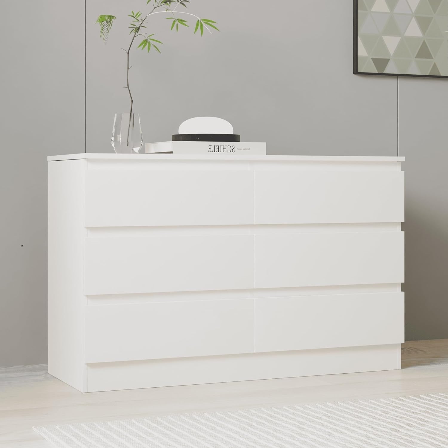 White 6 Drawer Chest Dresser Unit Bedroom Storage Cabinet Modern MDF
