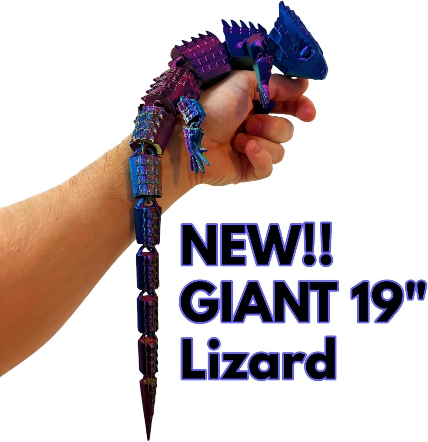 Giant 19in Lizard Fidget Colour Changing Articulated Sensory Toy