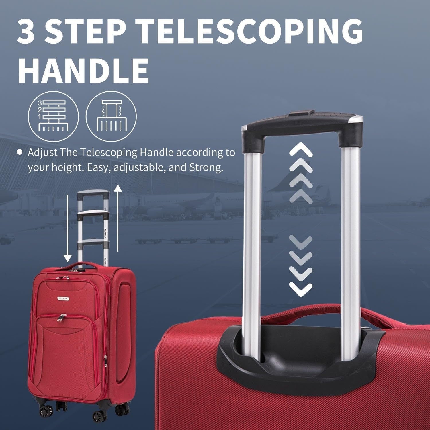 Extra Large 32” Lightweight Expandable 4 Wheel Travel Suitcase Lock Red