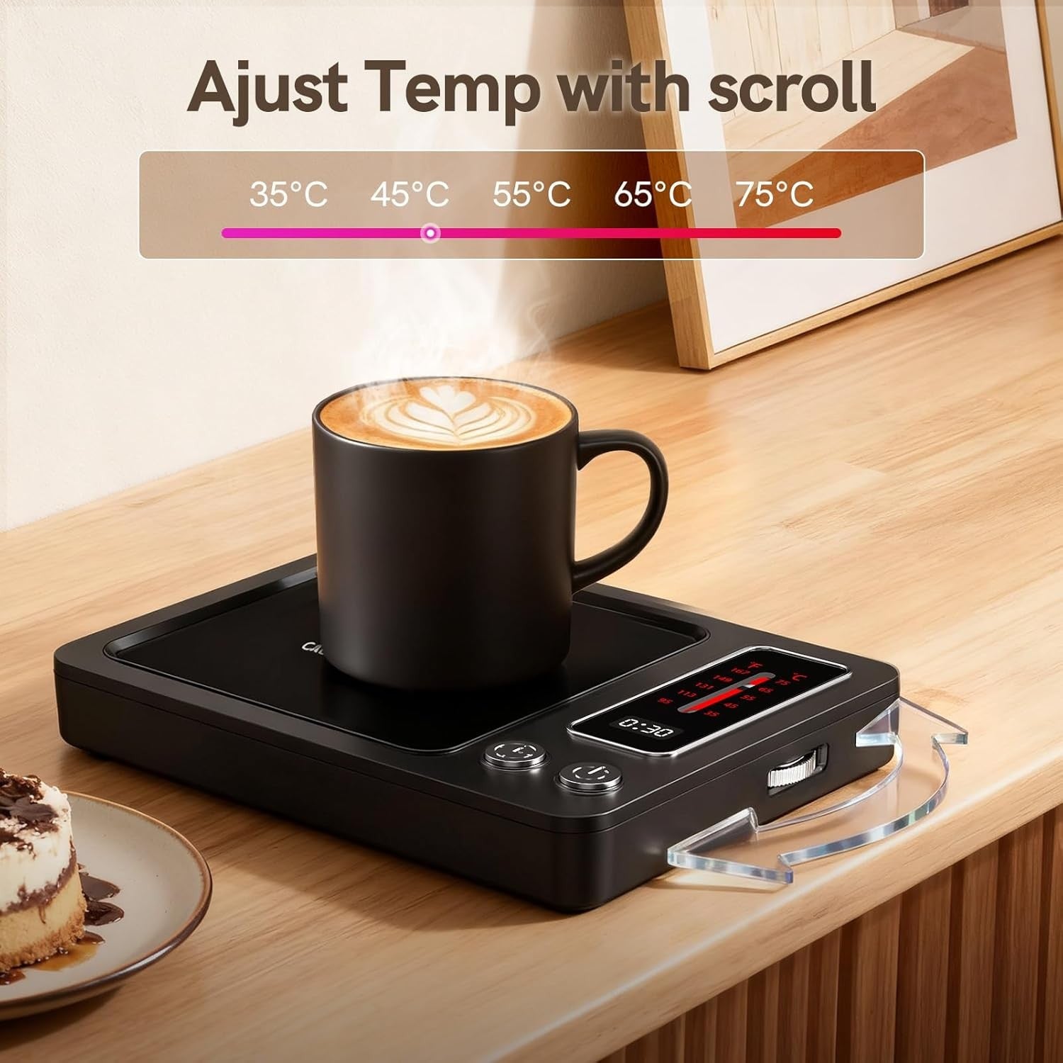 Coffee Mug Warmer 35-75°C 5 Temp 9H Auto Shut Off Desk Heater Black