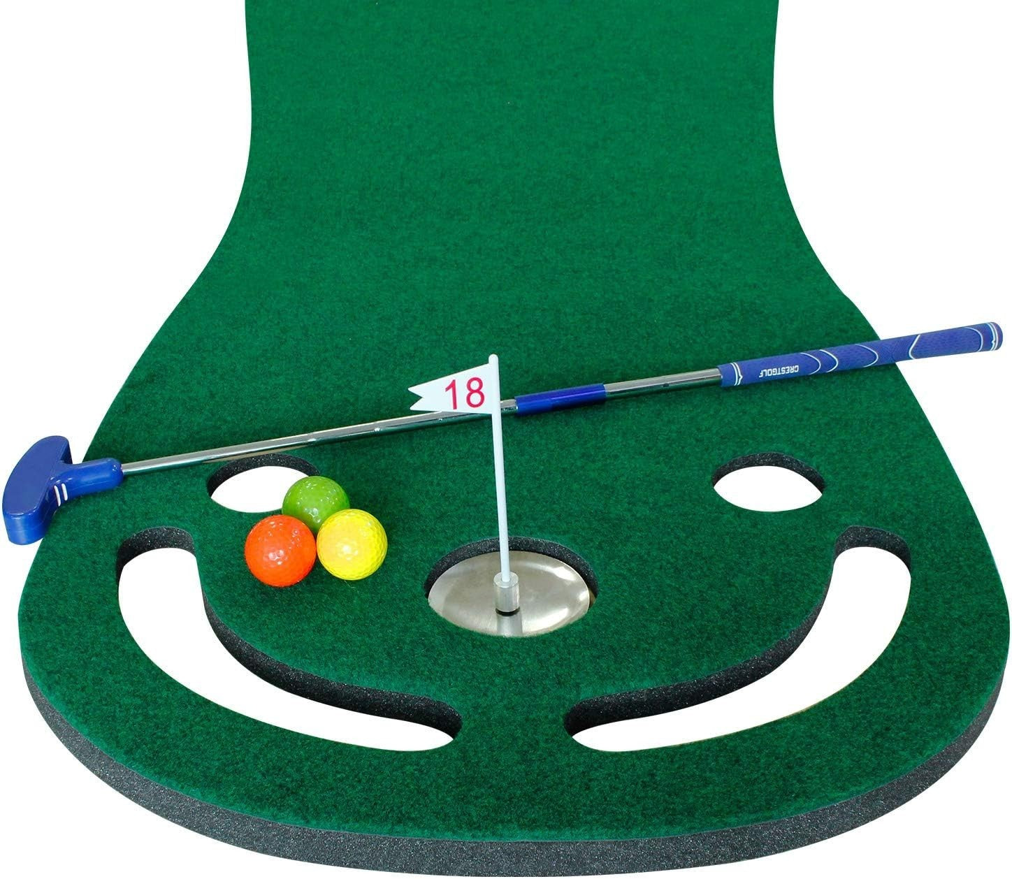 Indoor Golf Putting Mat Training Set Adjustable Putter 3 Balls Cup