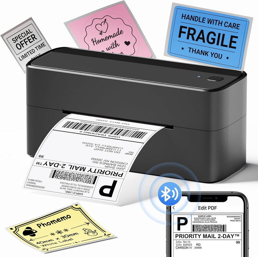 4x6 Bluetooth Thermal Label Printer Shipping Inkless Black