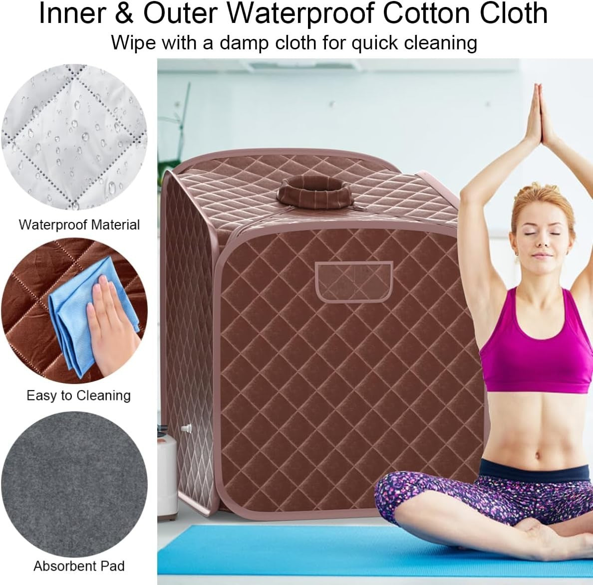 Portable Steam Sauna Tent Coffee 1000W Home Spa Fast Heat Remote Chair Foot