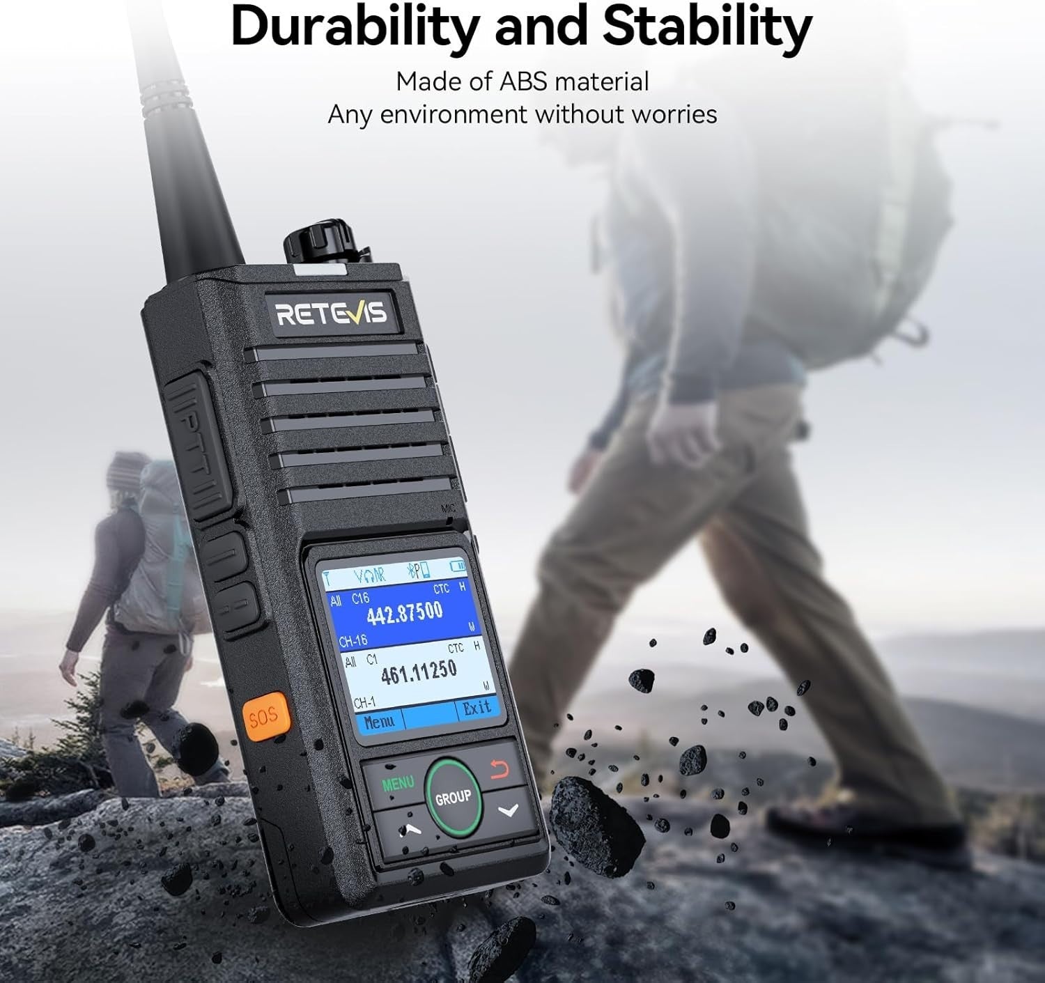 Bluetooth Walkie Talkies Long Range 2 Pack APP Control VOX AI Noise