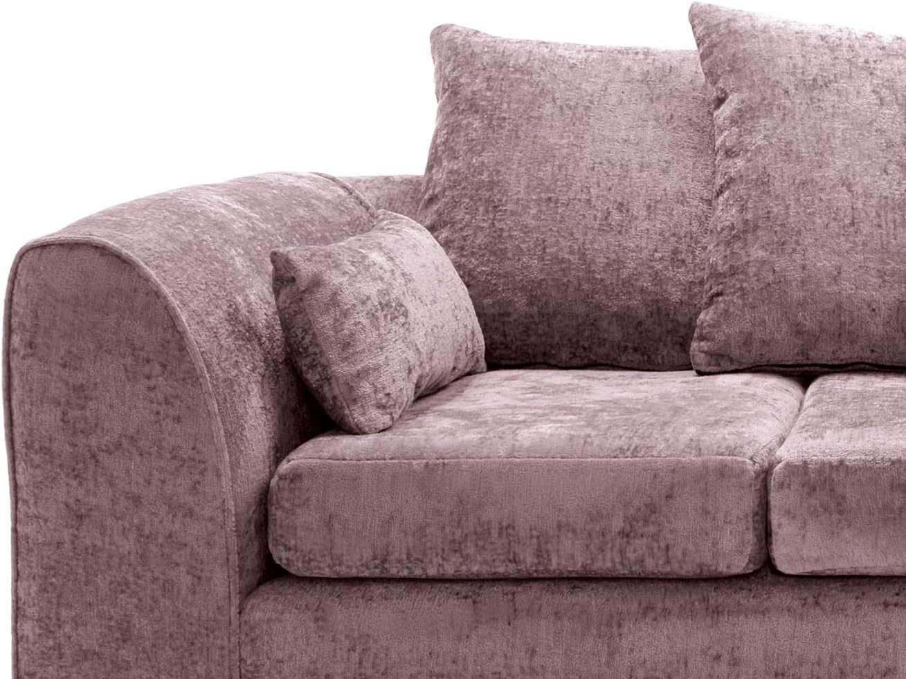Pink Chenille Corner Sofa Right – Modern L Shape Couch for Living Room