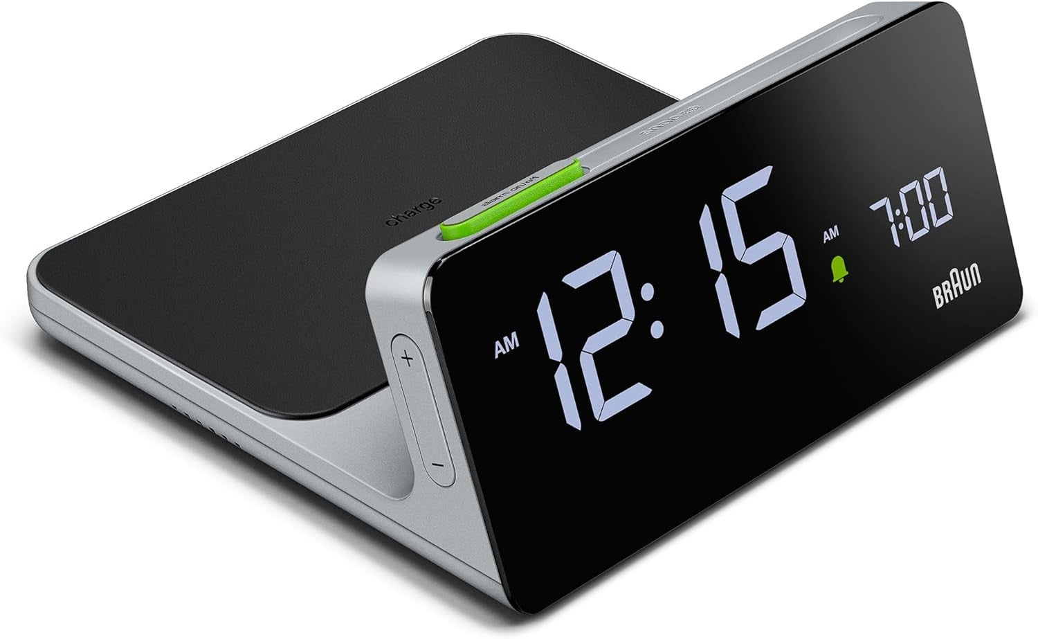 Wireless Charging Digital Alarm Clock LCD Auto Dimming Fast Charge