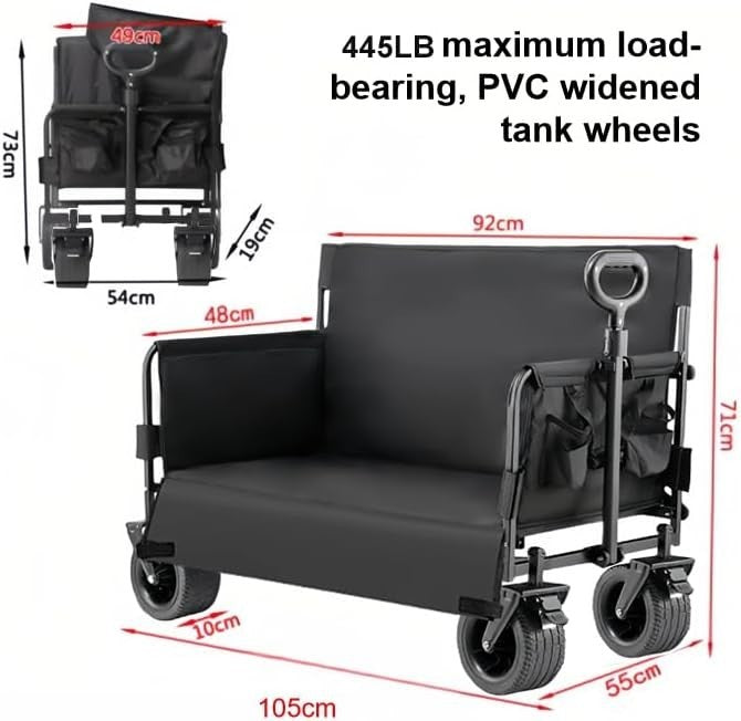 445lbs Folding Festival Trolley Converts to Bench Heavy Duty Camping Beach Wagon