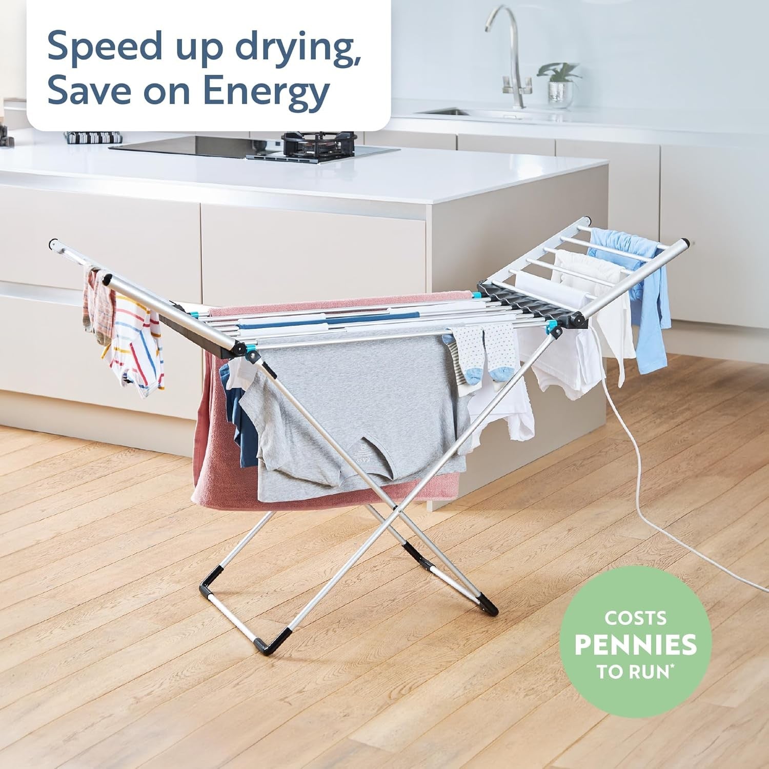 Winged Heated Clothes Airer 12m Drying Space 16kg Foldable Electric Indoor