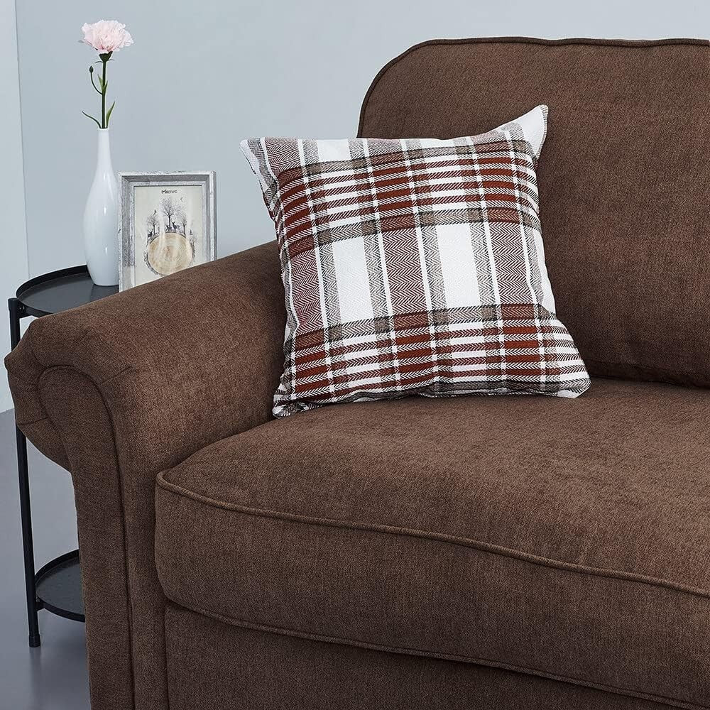 Brown 2 Seater Linen Sofa Couch Retro Style Small Space Living Room Settee