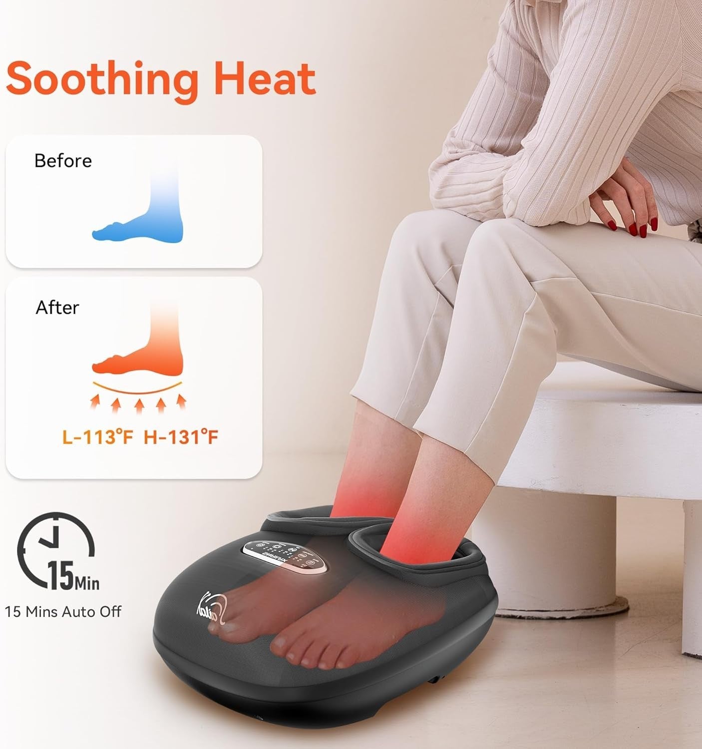 4D Shiatsu Heated Foot Massager Deep Kneading Neuropathy Pain Relief